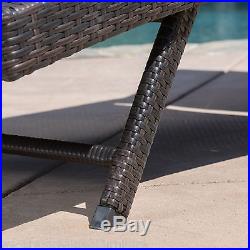Outdoor Patio Set of 2 Brown PE Wicker Adjustable Chaise Lounge Chairs
