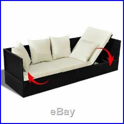 Outdoor Patio Sofa Furniture Daybed Sun Lounger with Cushion Pillow Poly Rattan