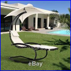 Outdoor Patio Sun Canopy Hanging Rocking Shade Chair Chaise Lounge Beige P5X4
