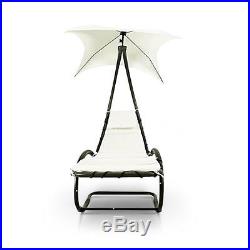 Outdoor Patio Sun Canopy Hanging Rocking Shade Chair Chaise Lounge Beige P5X4