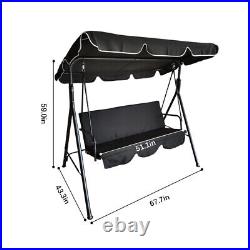 Outdoor Patio Swing Chair Patio with Canopy Hammock Bench Steel 3-Person Seat