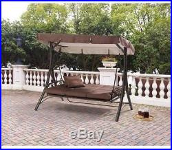 Outdoor Patio Swing Hammock Canopy 3 Person Awning Yard Porch Furniture Steel