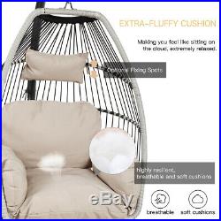 Outdoor Patio Swing Hanging Egg Chair withStand, Cushion Headrest, Max Load 265 lbs