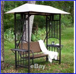 Outdoor Patio Swing Wicker Seat Gazebo Canopy Garden Yard Furniture Park Bench