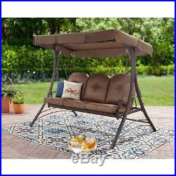 Outdoor Patio Swing Yard 3 Person Hammock Relax Brown Furniture Garden Decor