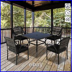 Outdoor Patio Table Chair Dining Set Rattan Chair Tempered Glass Coffee Table