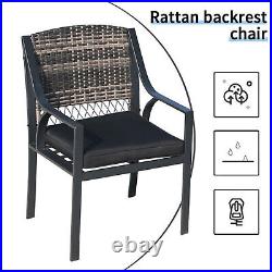 Outdoor Patio Table Chair Dining Set Rattan Chair Tempered Glass Coffee Table