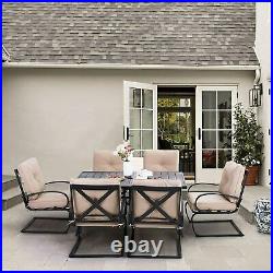 Outdoor Patio Tables with 2.6 Umbrella Hole Metal Rectangular 6 Person Table US