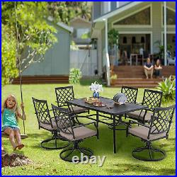 Outdoor Patio Tables with 2.6 Umbrella Hole Metal Rectangular 6 Person Table US
