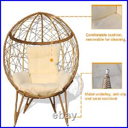 Outdoor Patio Wicker Oversized Lounger Teardrop Egg Chair with Stand Cushions