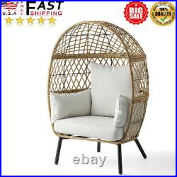 Outdoor Patio Wicker Oversized Lounger Teardrop Egg Chair with Stand Cushions US