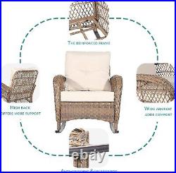 Outdoor Patio Wicker Rocking Chair Rattan Furniture Rocker Chair With Cushion