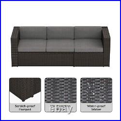 Outdoor Patio Wicker Sofa with Seat Back Cushions, UV Water Resistant, Garden