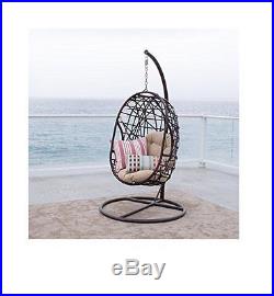 Outdoor Patio Wicker Tear Drop Chair Bohemian Style Hanging Egg Shaped Swing