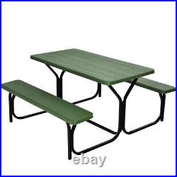 Outdoor Picnic Table and Bench Set Green Garden Furniture Foldable Durable