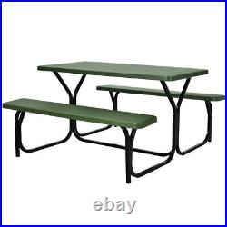 Outdoor Picnic Table and Bench Set Green Garden Furniture Foldable Durable