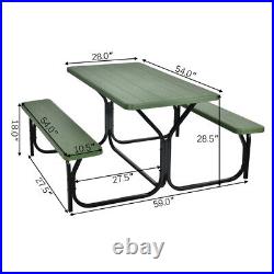 Outdoor Picnic Table and Bench Set Green Garden Furniture Foldable Durable