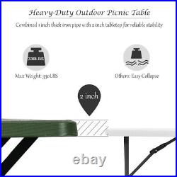 Outdoor Picnic Table and Bench Set Green Garden Furniture Foldable Durable