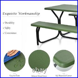 Outdoor Picnic Table and Bench Set Green Garden Furniture Foldable Durable