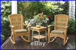 Outdoor Plantation3 Piece Rocking Chair Southwest Amber Wicker Patio Furniture