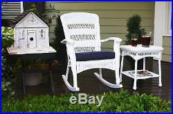 Outdoor Plantation Rocking Chair All Weather White Wicker Resin Patio Furniture