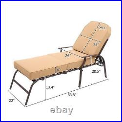 Outdoor Pool Adjustable Patio Lounge Chair Chaise Bed Recliner with Beige Cushion