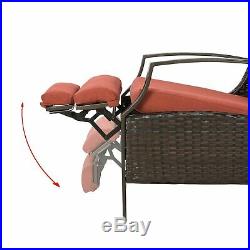 Outdoor Pool Chaise Lounge Chair Recliner Cushioned Patio Furniture Adjustable