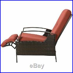 Outdoor Pool Chaise Lounge Chair Recliner Cushioned Patio Furniture Adjustable