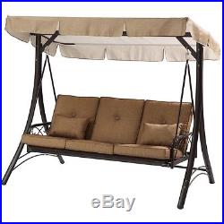 Outdoor Porch Swing 3 Seat Canopy Patio Converting Steel Hammock Deck Furniture