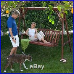 Outdoor Porch Swing Backyard Patio Seat Furniture Wood Hanging Bench Stand Set