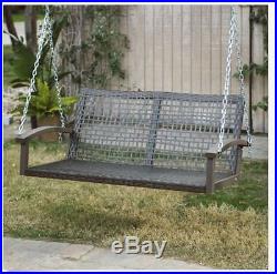 Outdoor Porch Swing Patio Garden Deck Wicker Bench Resin Glider Hanging Cushion