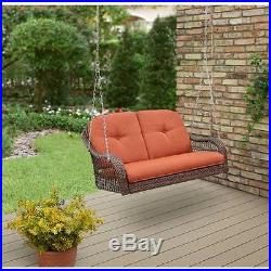 Outdoor Porch Swing Patio Hanging Furniture 2Person All-weather Wicker Deck Yard