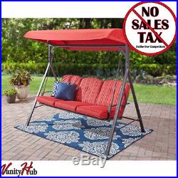 Outdoor Porch Swing With Adjustable Canopy Patio Furniture 3 Seat Steel