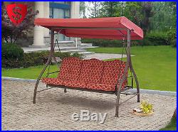 Outdoor Porch Swing With Canopy Patio Garden 3 Seat Furniture Convertible Bench
