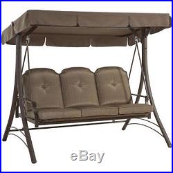 Outdoor Porch Swing With Canopy Patio Steel Furniture Convertible 3 Seat Daybed