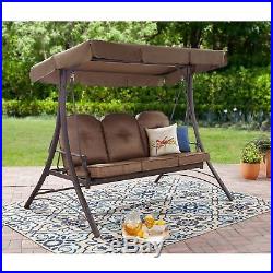 Outdoor Porch Swing With Canopy Patio Steel Furniture Convertible 3 Seat Daybed