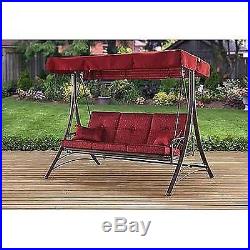 Outdoor Porch Swing With Canopy Steel Patio 3 Seat Furniture Convert Hammock Bed