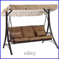 Outdoor Porch Swing With Canopy Steel Patio Furniture Convert To Hammock Seats 3