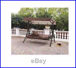 Outdoor Porch Swing With Canopy Steel Patio Furniture Hammock Convert 3 Seat Bed