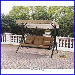 Outdoor Porch Swing With Canopy Steel Patio Furniture Hammock Convert 3 Seat Bed