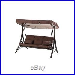 Outdoor Porch Swing With Canopy Steel Patio Hammock 3 Seat Furniture Convert Bed