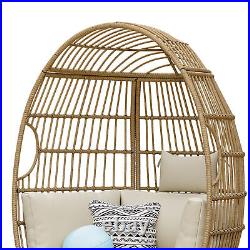 Outdoor Rattan Egg Swivel Chair Patio Indoor Large Wicker Lounger Soft Cushions