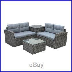 Outdoor Rattan Garden Furniture 4pcs Wicker Outdoor Patio Sofa Table All-weather