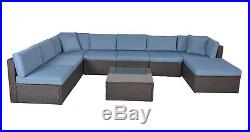 Outdoor Rattan Patio Furniture Sectional Set Garden Wicker Sofa Cushioned Seat