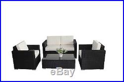 Outdoor Rattan Set 4 Pcs Sofa Wicker Sectional Garden Patio Furniture BroyerK