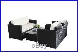Outdoor Rattan Set 4 Pcs Sofa Wicker Sectional Garden Patio Furniture BroyerK