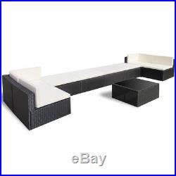 Outdoor Rattan Set Lounge Wicker Sectional Sofa Garden Patio Furniture Black