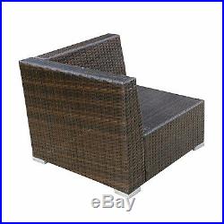 Outdoor Rattan Wicker Corner Sofa Couch Patio Garden Furniture with Cushion Brown