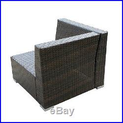 Outdoor Rattan Wicker Corner Sofa Couch Patio Garden Furniture with Cushion Brown