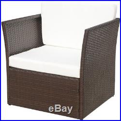 Outdoor Rattan Wicker Patio Sofa Chair Stool Set Garden Furniture Brown/Black